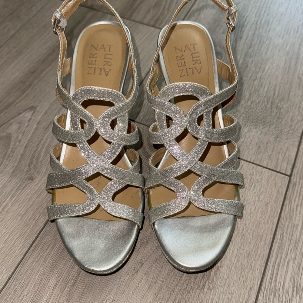 Silver sparkly heels